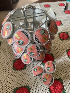 30 Starbucks brown sugar cinnamon keurig pods also a pod holder